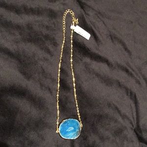 Turquoise Colored Geode Stone Necklace